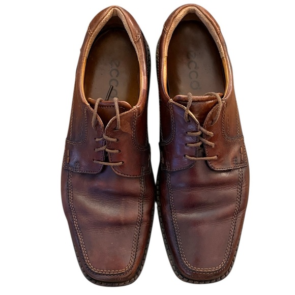 ECCO Seattle Bicycle Toe Leather Shoes Brown Tie Derby Comfort EU45 / US11-11.5 - Picture 2 of 16